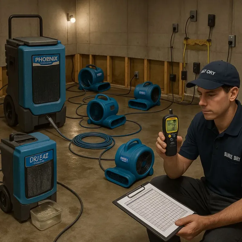 Structural Drying and Dehumidification process in Mill Neck, NY